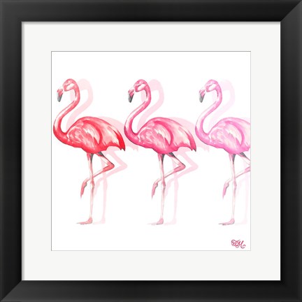 Framed Flamingo Trio II Print