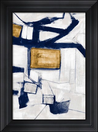 Framed Golden Blue Shatters I Print
