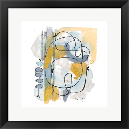 Framed Dreaming In Gold And Blue I Print