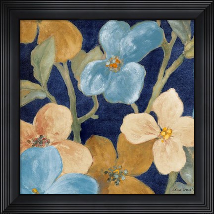 Framed Blue Garden Party I Print