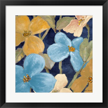 Framed Blue Garden Party II Print