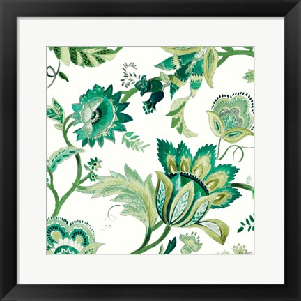 Framed Green Capri Floral I Print