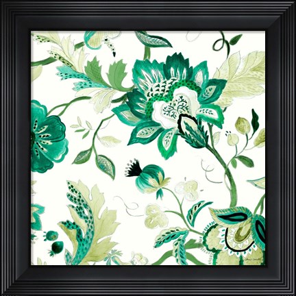 Framed Green Capri Floral II Print
