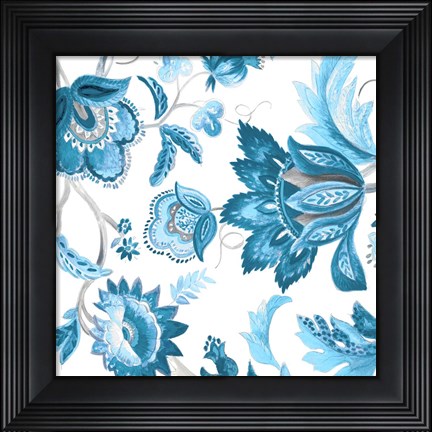 Framed Multi Blue Capri Floral Print