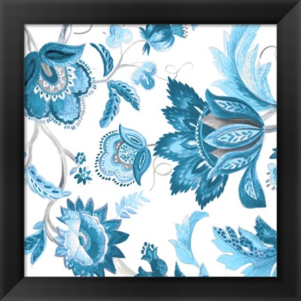 Framed Multi Blue Capri Floral Print