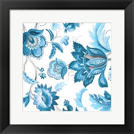 Framed Multi Blue Capri Floral Print