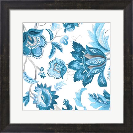 Framed Multi Blue Capri Floral Print