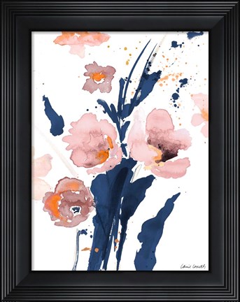 Framed Watercolor Pink Poppies I Print