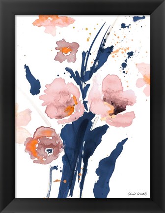 Framed Watercolor Pink Poppies I Print