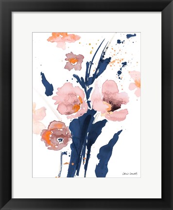 Framed Watercolor Pink Poppies I Print