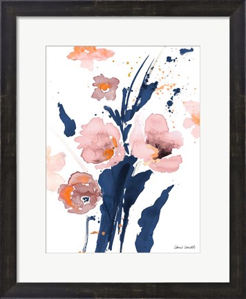 Framed Watercolor Pink Poppies I Print