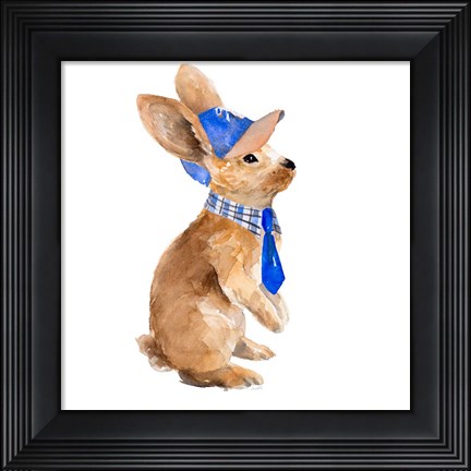 Framed Trendy Meadow Buddy I (Ball Cap and Tie) Print