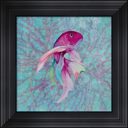 Framed Fish On Coral I Print