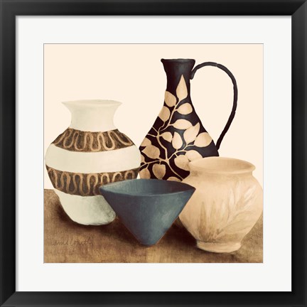 Framed Decorative Beige Vessels I Print
