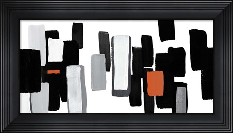 Framed Modern Grooves with Orange I Print