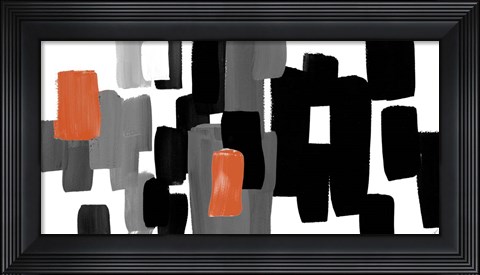 Framed Modern Grooves with Orange II Print