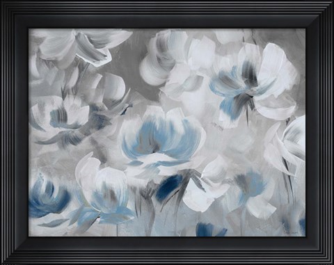 Framed Softly Awakened In Blue Print