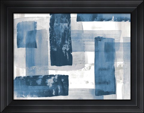 Framed Navy Blue And Gray Print