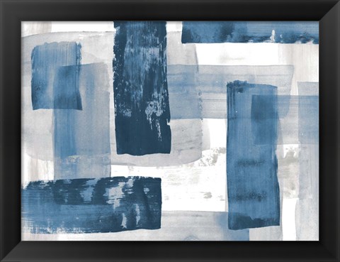 Framed Navy Blue And Gray Print
