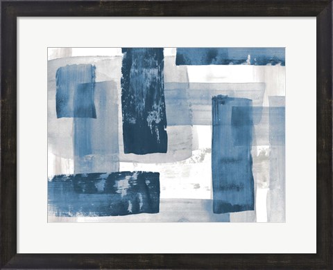 Framed Navy Blue And Gray Print