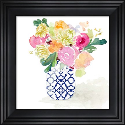 Framed Navy Spring Vase II Print