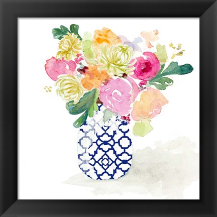 Framed Navy Spring Vase II Print