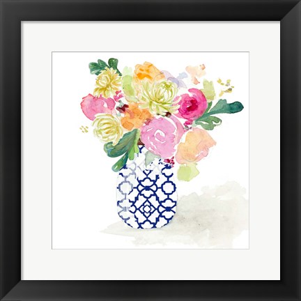 Framed Navy Spring Vase II Print