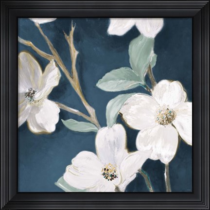 Framed Bella Fiori on Navy I Print