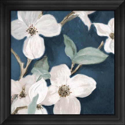 Framed Bella Fiori on Navy II Print