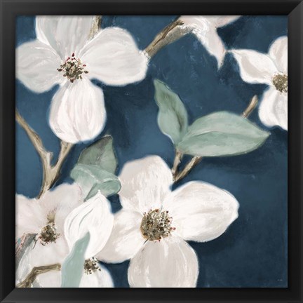 Framed Bella Fiori on Navy II Print
