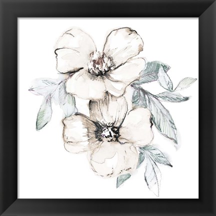 Framed Moonlit Florals Square II Print