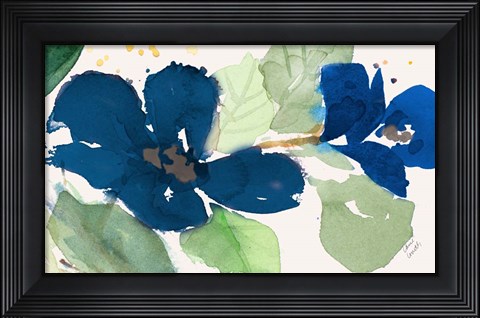 Framed Blue Watercolor Flowers I Print