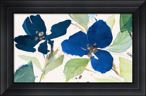 Framed Blue Watercolor Flowers II Print
