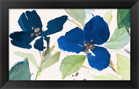 Framed Blue Watercolor Flowers II Print