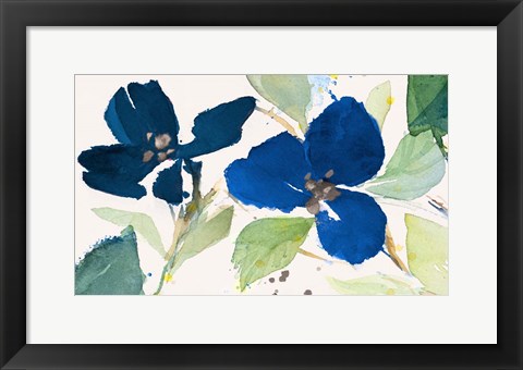 Framed Blue Watercolor Flowers II Print