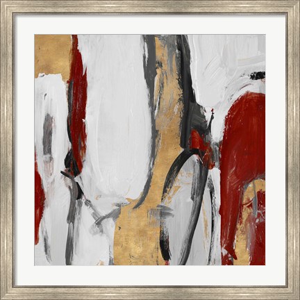 Framed Red and Gold City Symphony II Print