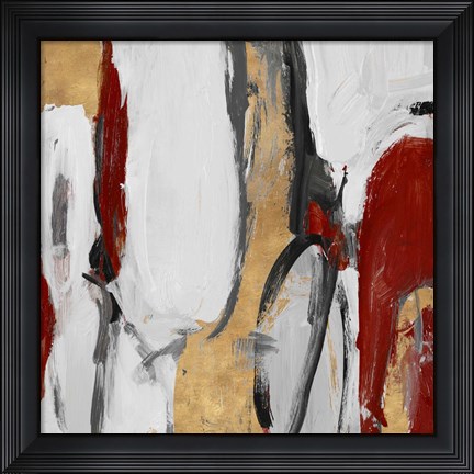 Framed Red and Gold City Symphony II Print