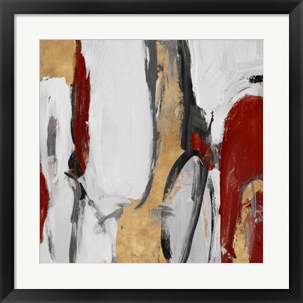 Framed Red and Gold City Symphony II Print