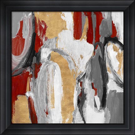 Framed Red and Gold City Symphony I Print