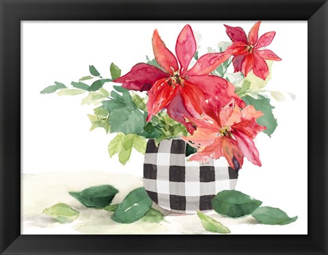 Framed Poinsettia in Buffalo Plaid Pot Print