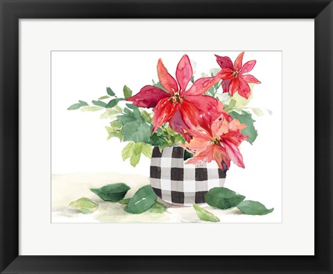 Framed Poinsettia in Buffalo Plaid Pot Print