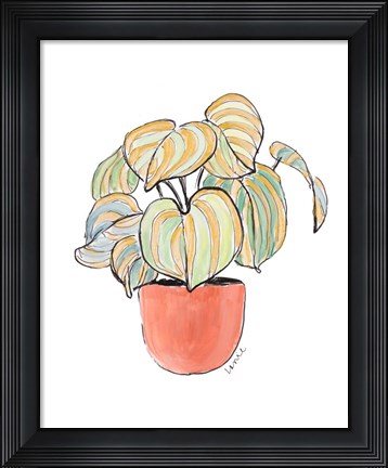 Framed Striped Pathos in Terra Cotta Pot Print