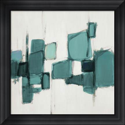 Framed Teal Cityside I Print