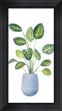 Framed Croton In Blue Pot Print
