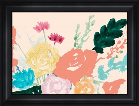 Framed Bright Bursting Floral Print
