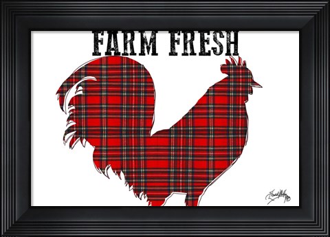 Framed Farm Fresh Plaid Rooster Print