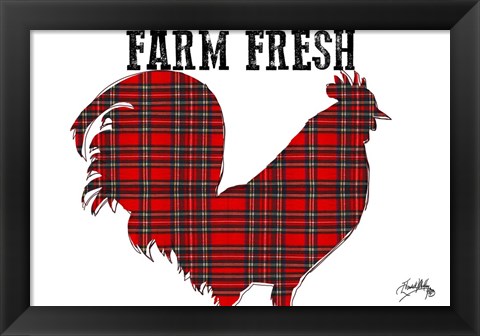 Framed Farm Fresh Plaid Rooster Print