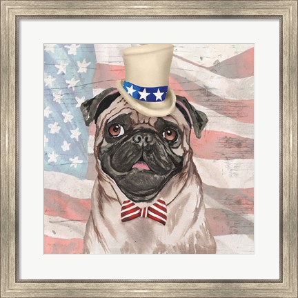 Framed Patriotic Pug Print
