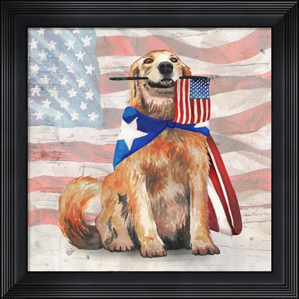 Framed Flag Waving Pup Print