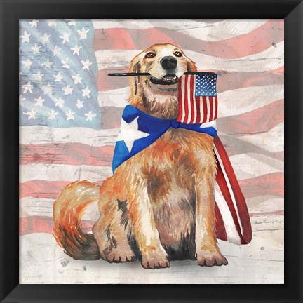 Framed Flag Waving Pup Print